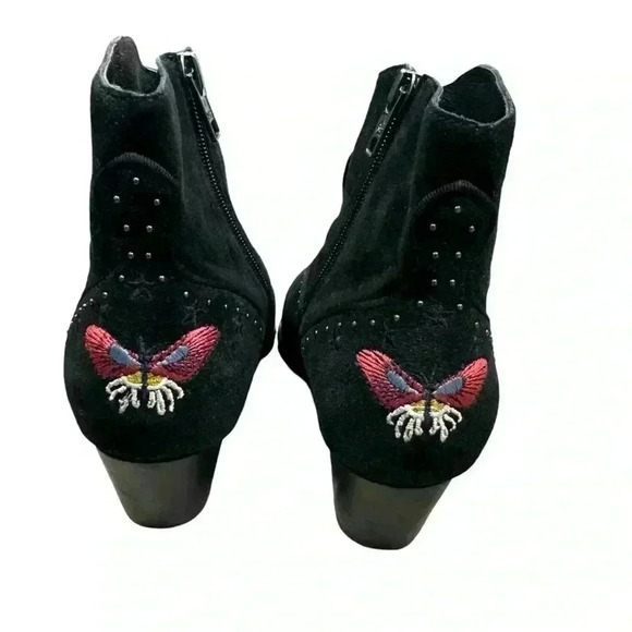 ASH Heidi bootie Floral embroidered black suede leather sole US 6.5 EU 37 EUC - Picture 3 of 13